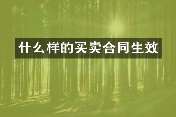 什么样的买卖合同生效