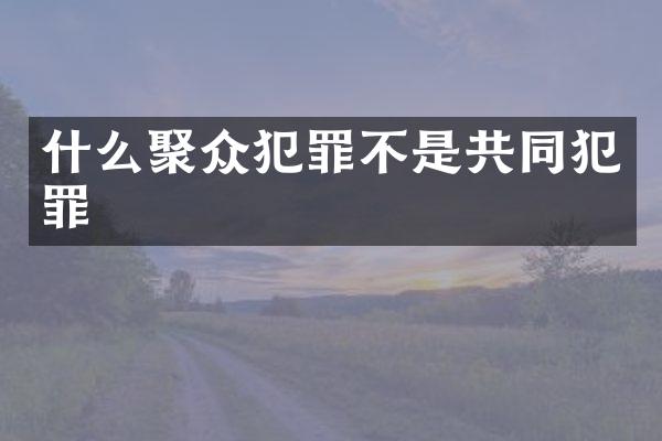 什么聚众犯罪不是共同犯罪