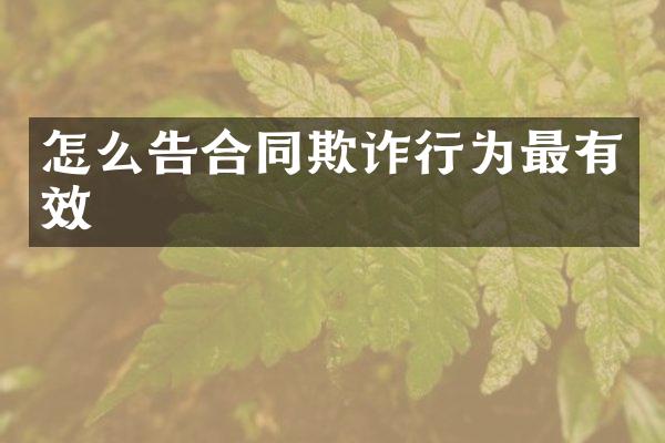 怎么告合同欺诈行为最有效