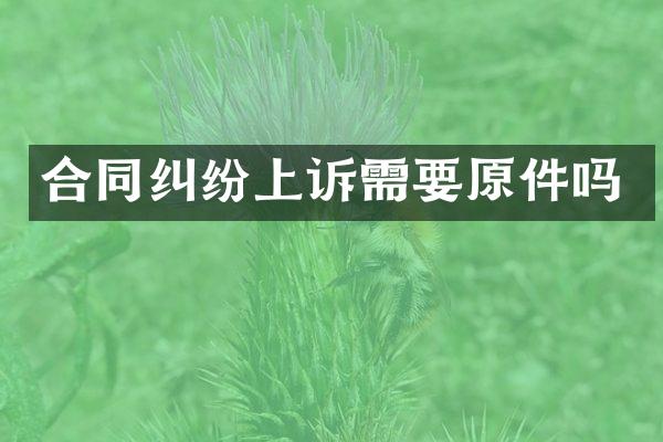 合同纠纷上诉需要原件吗