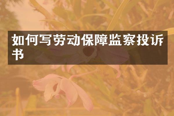 如何写劳动保障监察投诉书