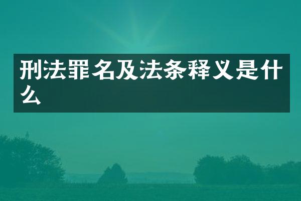 刑法罪名及法条释义是什么