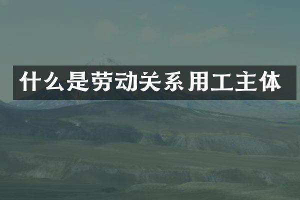 什么是劳动关系用工主体