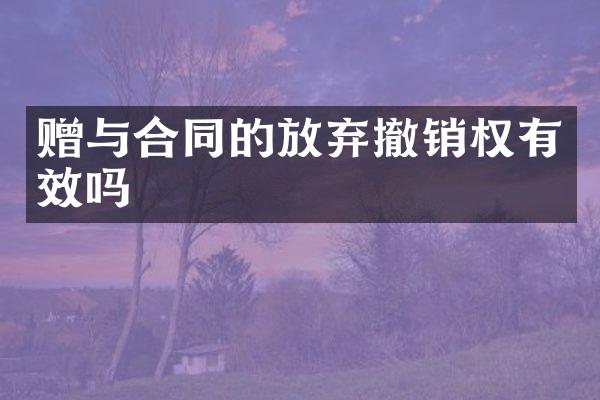 赠与合同的放弃撤销权有效吗