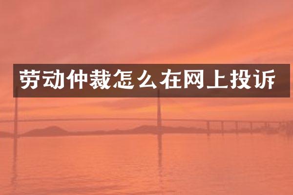 劳动仲裁怎么在网上投诉