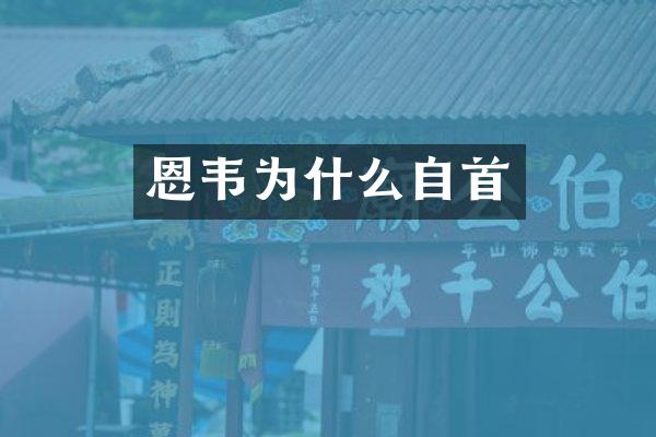 恩韦为什么自首