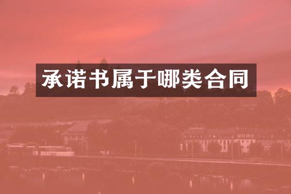 承诺书属于哪类合同