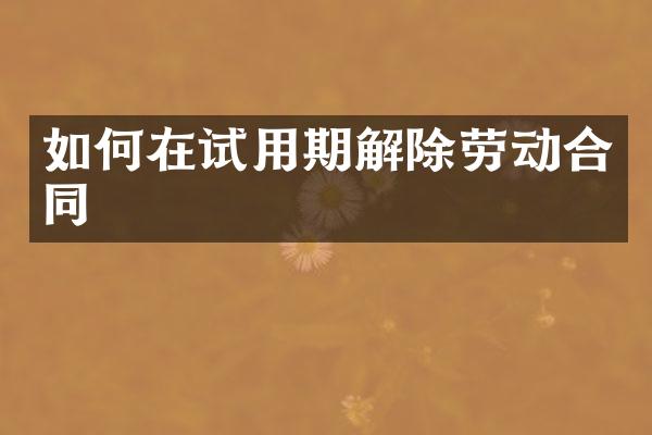 如何在试用期解除劳动合同