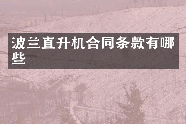 波兰直升机合同条款有哪些
