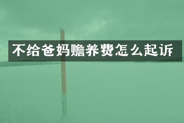 不给爸妈赡养费怎么起诉