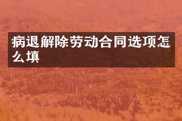 解除劳动合同选项怎么填