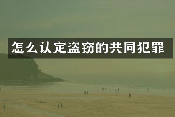 怎么认定盗窃的共同犯罪
