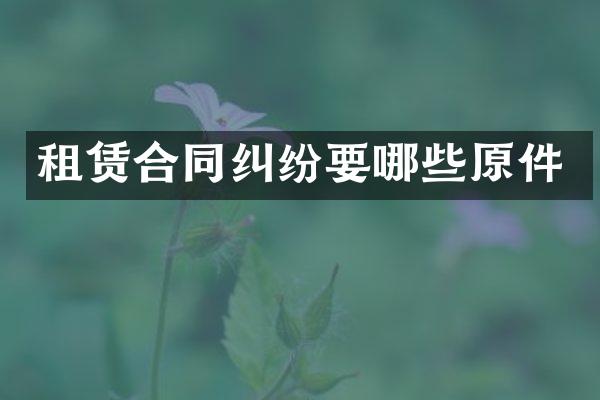 租赁合同纠纷要哪些原件