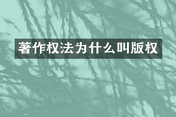 著作权法为什么叫版权
