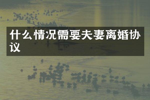 什么情况需要夫妻离婚协议