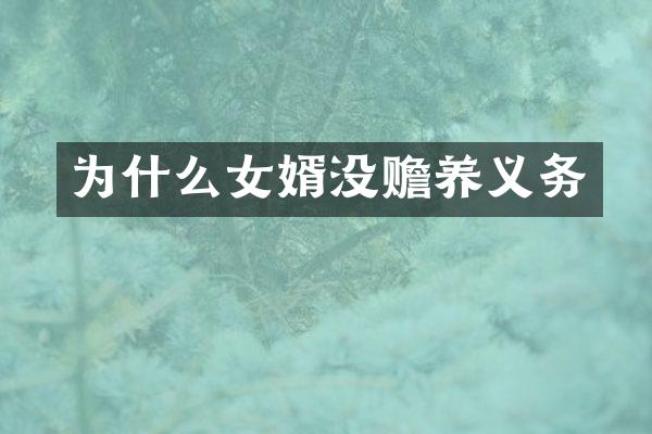 为什么女婿没赡养义务