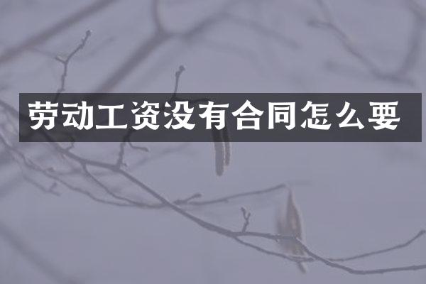 劳动工资没有合同怎么要