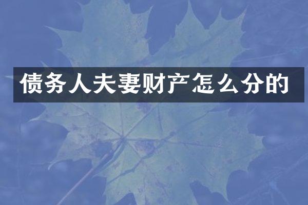 债务人夫妻财产怎么分的