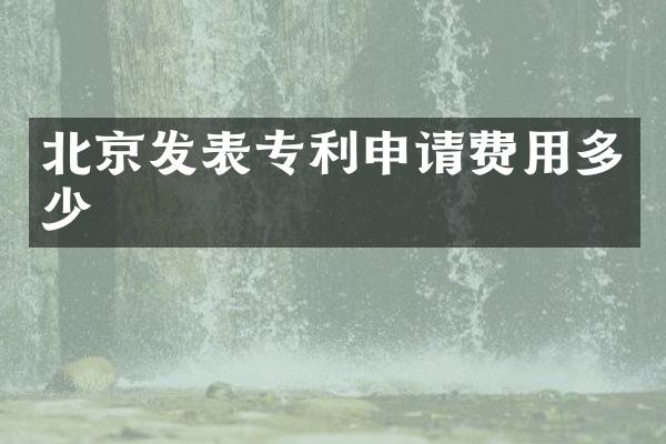 北京发表专利申请费用多少
