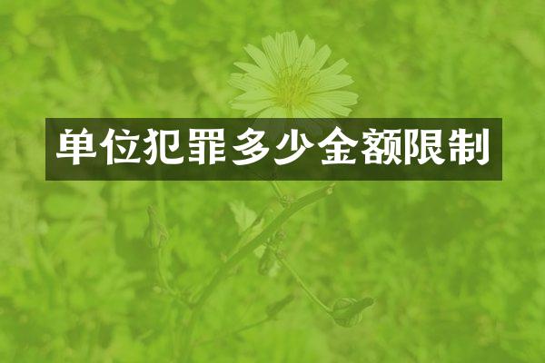 单位犯罪多少金额限制
