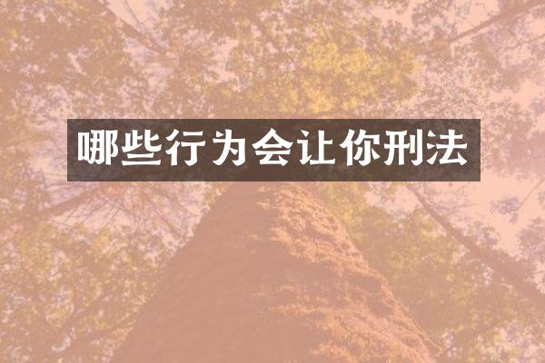 哪些行为会让你刑法
