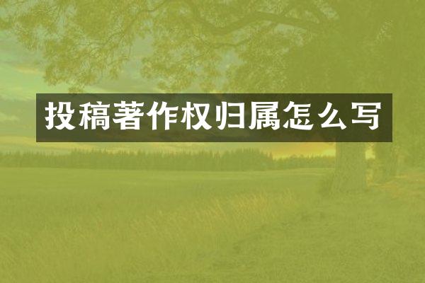 投稿著作权归属怎么写