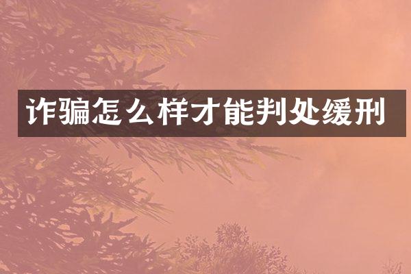 诈骗怎么样才能判处缓刑