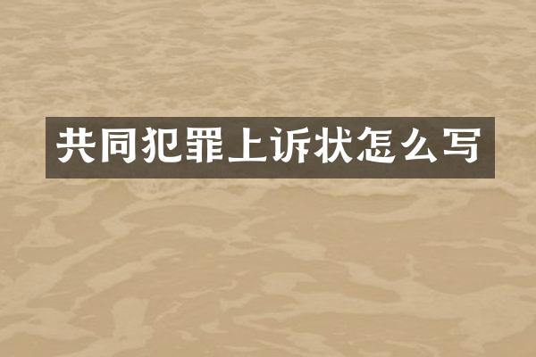 共同犯罪上诉状怎么写