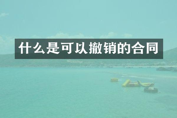 什么是可以撤销的合同
