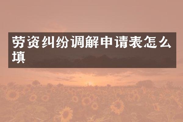 劳资纠纷调解申请表怎么填