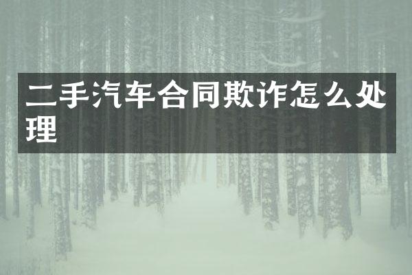 二手汽车合同欺诈怎么处理