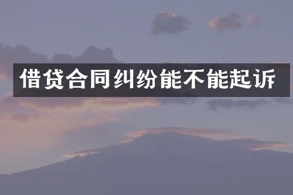 借贷合同纠纷能不能起诉