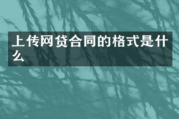 上传网贷合同的格式是什么