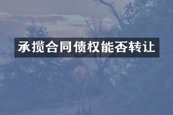 承揽合同债权能否转让