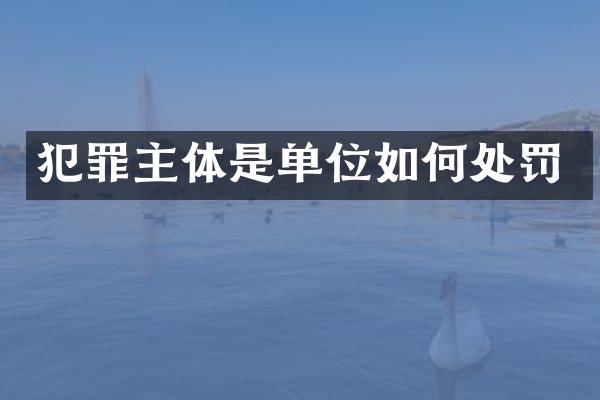 犯罪主体是单位如何处罚