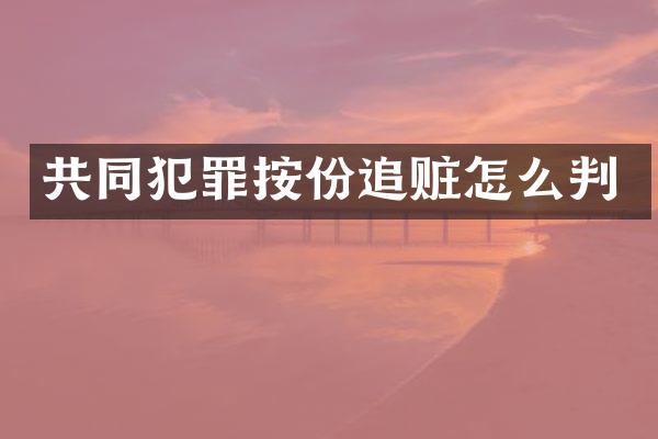 共同犯罪按份追赃怎么判