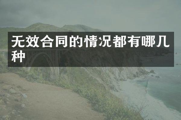 无效合同的情况都有哪几种