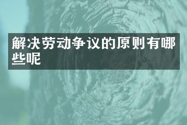解决劳动争议的原则有哪些呢