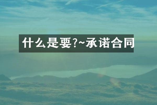 什么是要?~承诺合同