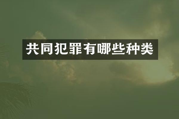 共同犯罪有哪些种类