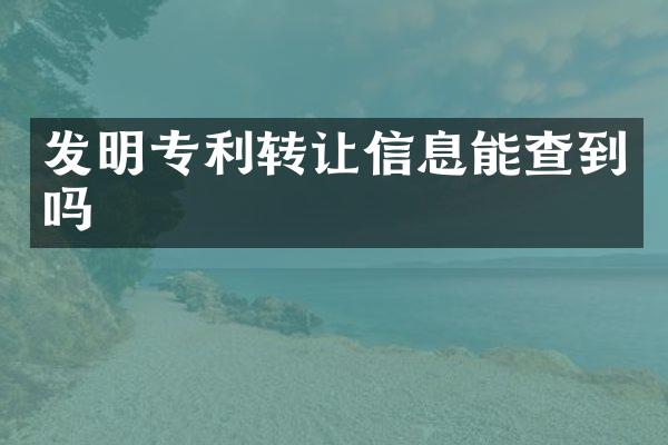 发明专利转让信息能查到吗