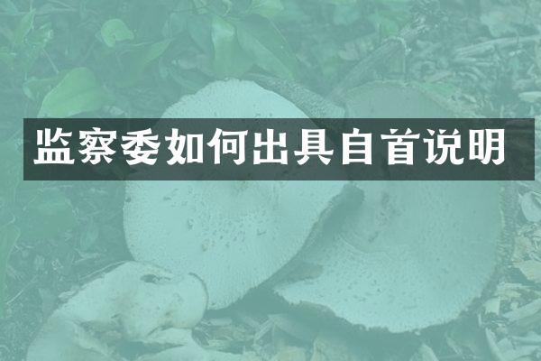 监察委如何出具自首说明