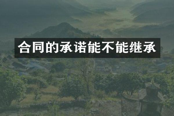 合同的承诺能不能继承