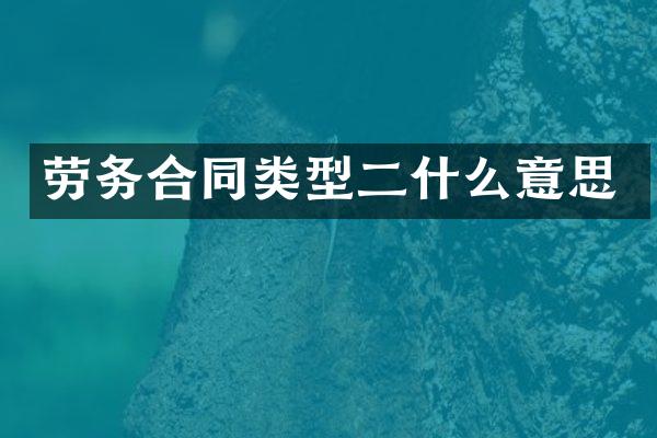 劳务合同类型二什么意思