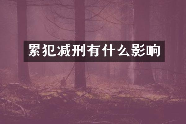 累犯减刑有什么影响