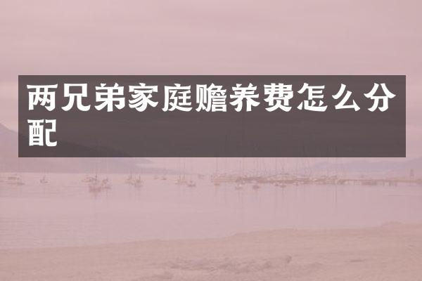 两兄弟家庭赡养费怎么分配