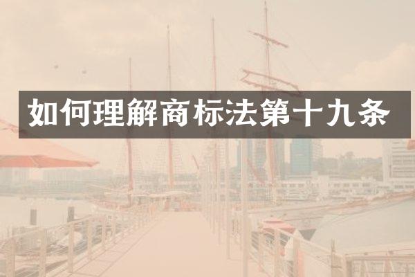 如何理解商标法第十九条
