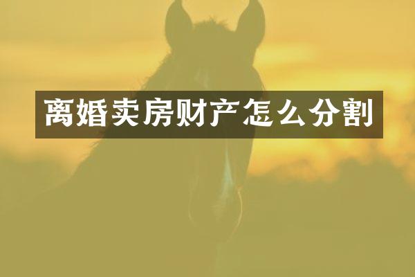 离婚卖房财产怎么分割