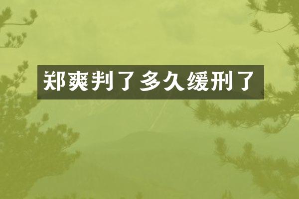 郑爽判了多久缓刑了