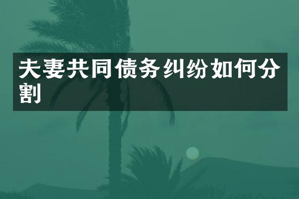 夫妻共同债务纠纷如何分割